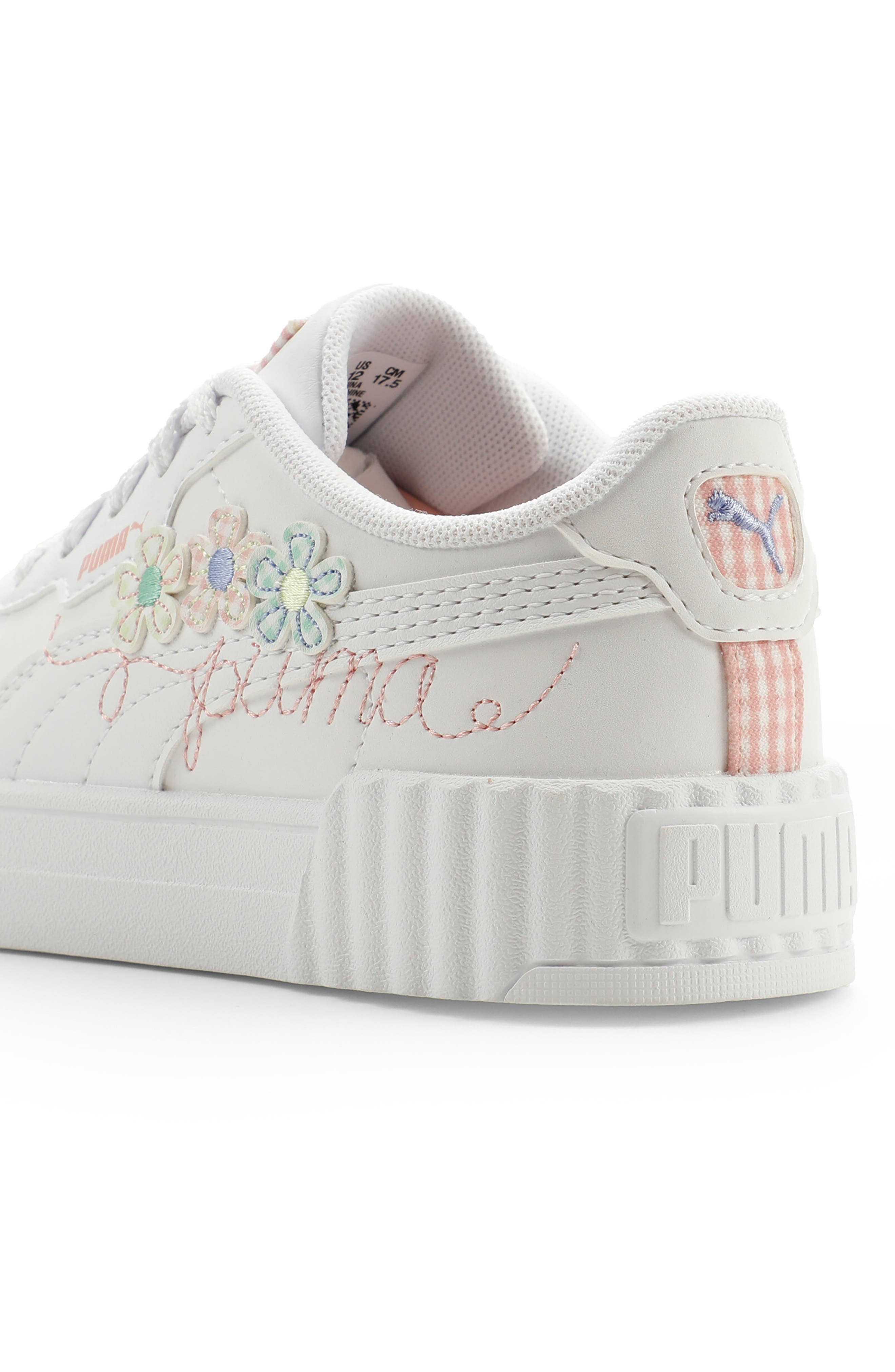 PUMA Kids' Carina 3.0 Crafty Floral Low Top Sneaker, Alternate, color, Puma White/ Rosy/ Lavender