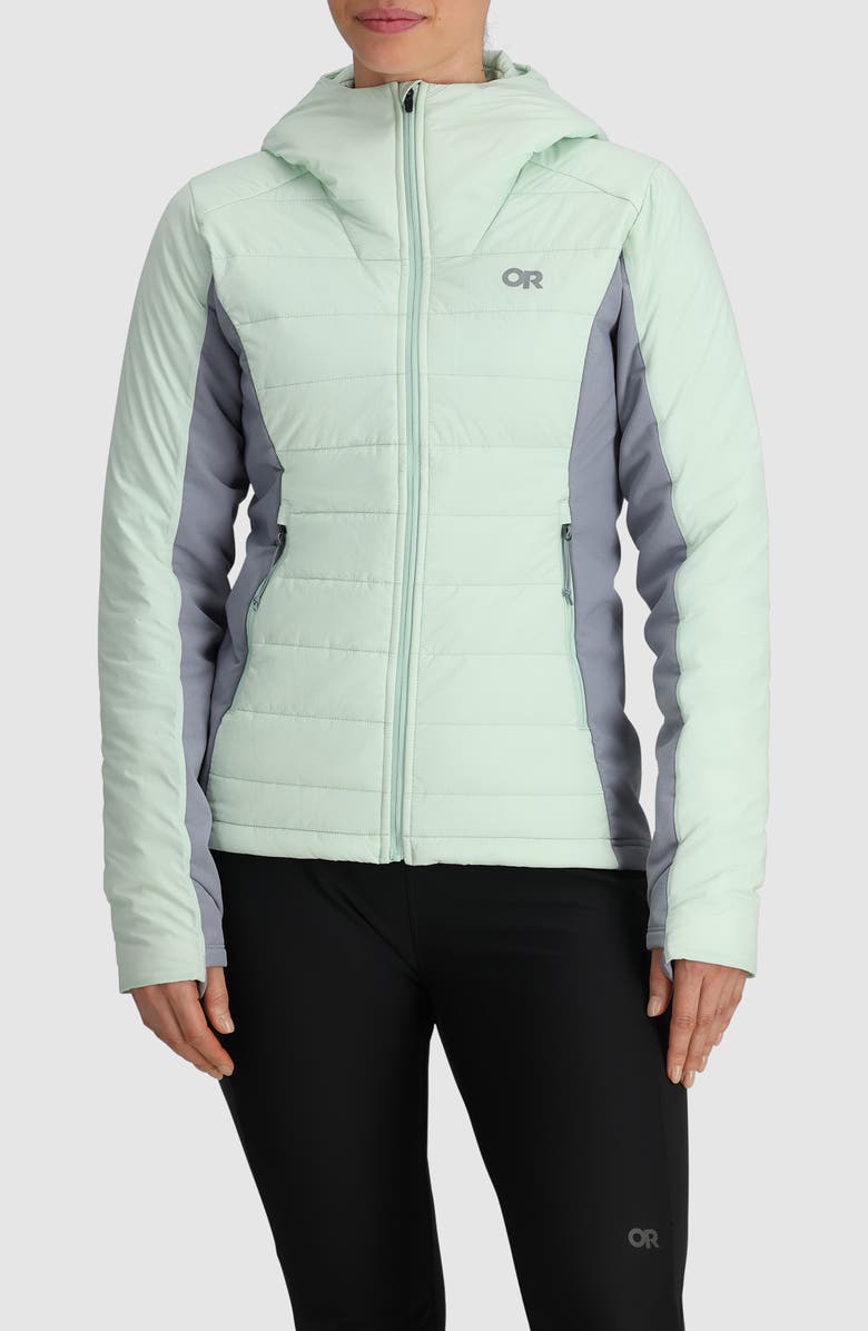 Outdoor Research Shadow Water Resistant Insulated Hooded Jacket, Main, color, Fresh Mint/ Slate