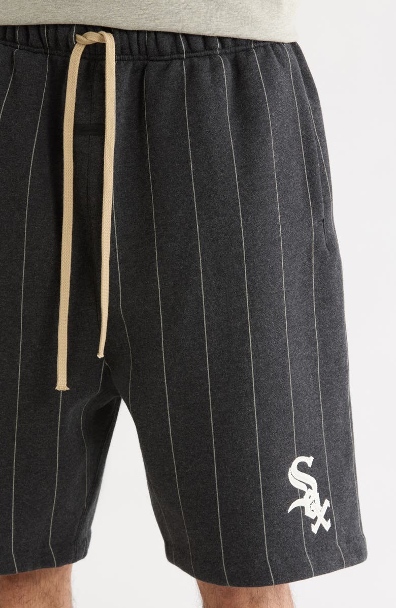 Fear of God Essentials x MLB White Sox '90s Drawstring Cotton Blend Sweat Shorts, Alternate, color, Iron Heather/ White Pinstripes