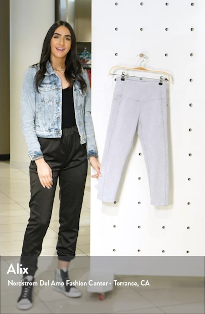 Live In High Waist Stone Wash Pocket Crop Leggings, sales video thumbnail