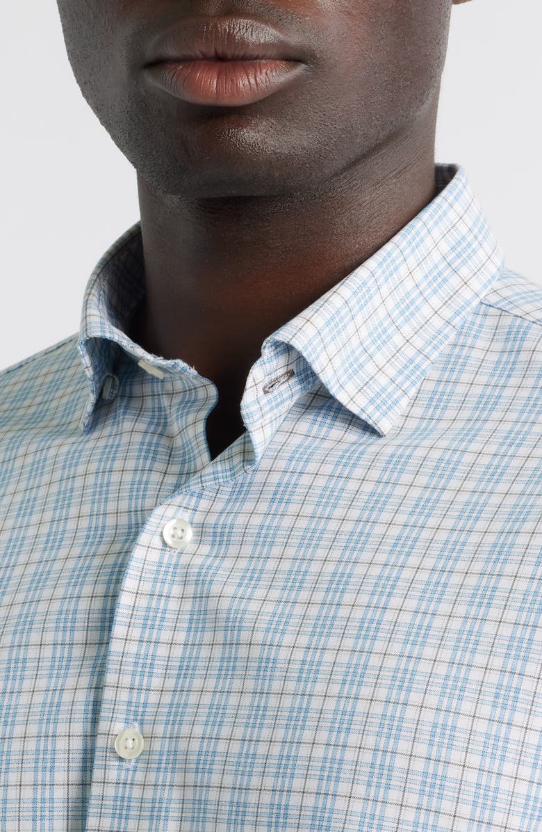 johnnie-O Ferdinand Plaid Performance Button-Up Shirt, Alternate, color, White