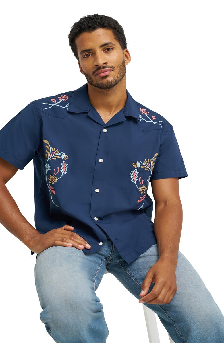 Wrangler Embroidered Camp Shirt, Alternate, color, Navy Floral
