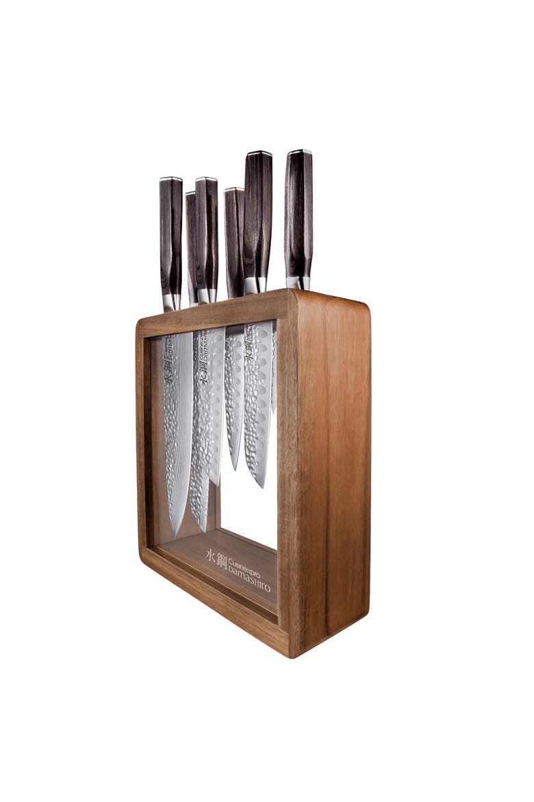 Damashiro EMPEROR® Mokuzai 7-Piece Knife Block, Main, color, Silver