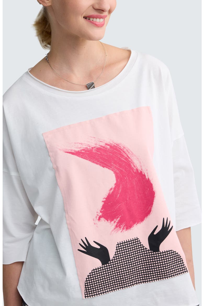 Talitha Graphic Print Cotton Blouse, Alternate, color, White