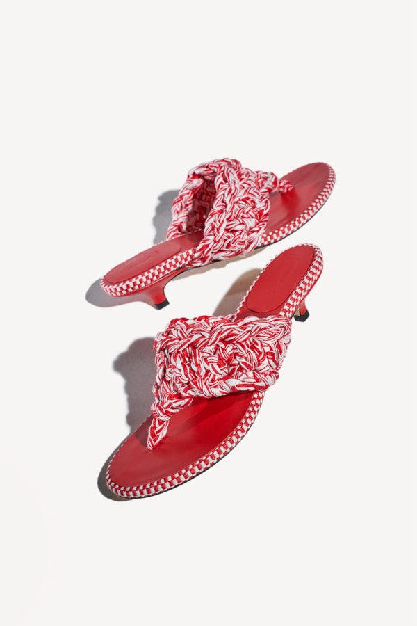 Amambaih Leandra Thong Mules, Alternate, color, Ivory Red