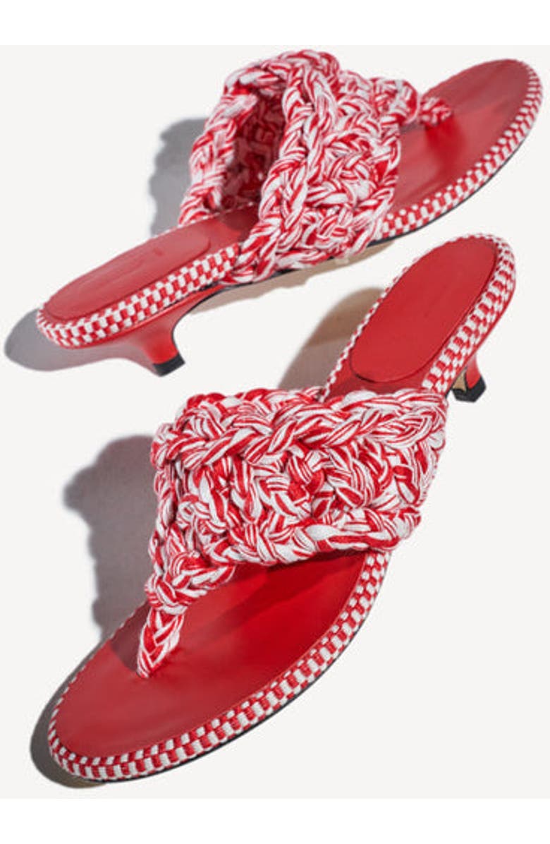 Amambaih Leandra Thong Mules, Alternate, color, Ivory Red