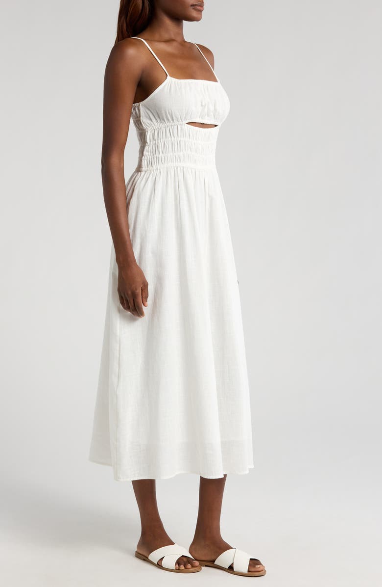 Billabong Cloud Cutout Detail Cotton Midi Sundress, Alternate, color, Salt Crystal