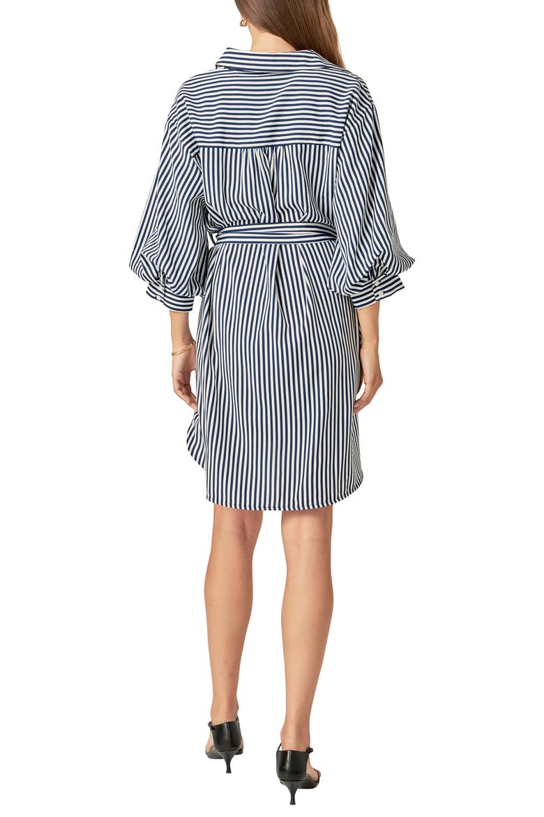 Stripe Belted Shirtdress, Alternate, color, WHITE/ NAVY