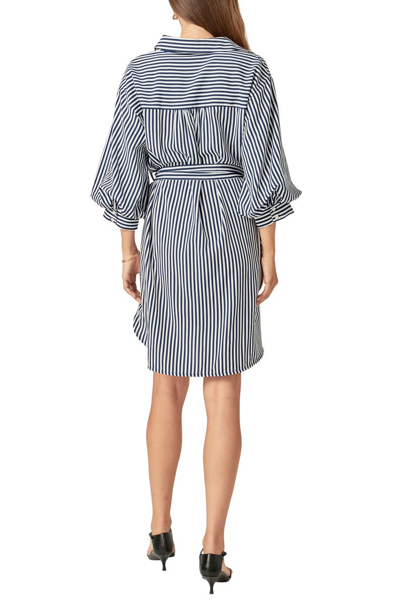 English Factory Stripe Belted Shirtdress, Alternate, color, White/ Navy