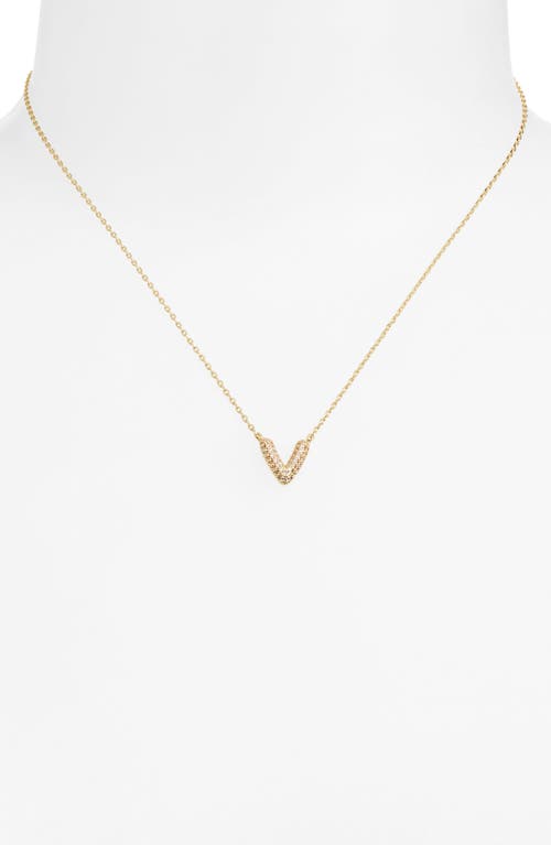 Leith Cubic Zirconia Initial Pendant Necklace In V- Clear- Gold