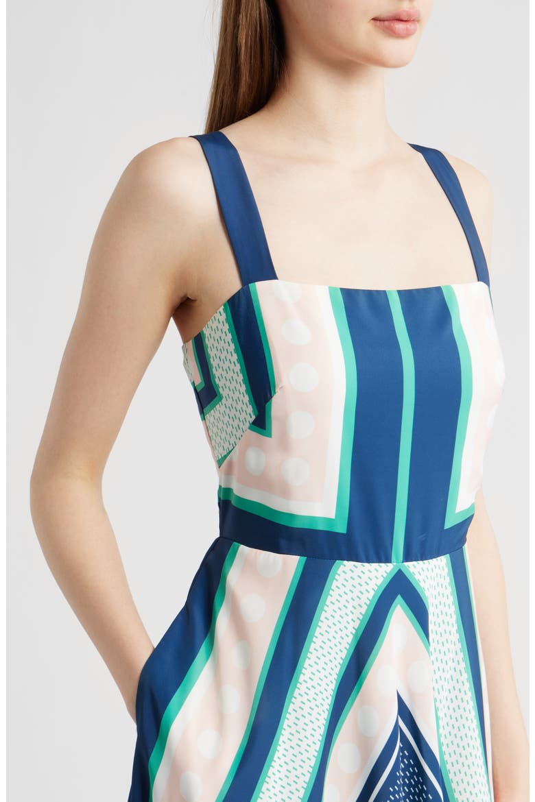 Geometric Maxi Sundress, Alternate, color, GREEN