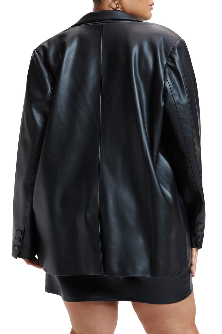 Better Than Leather Faux Leather Blazer, Alternate, color, BLACK001