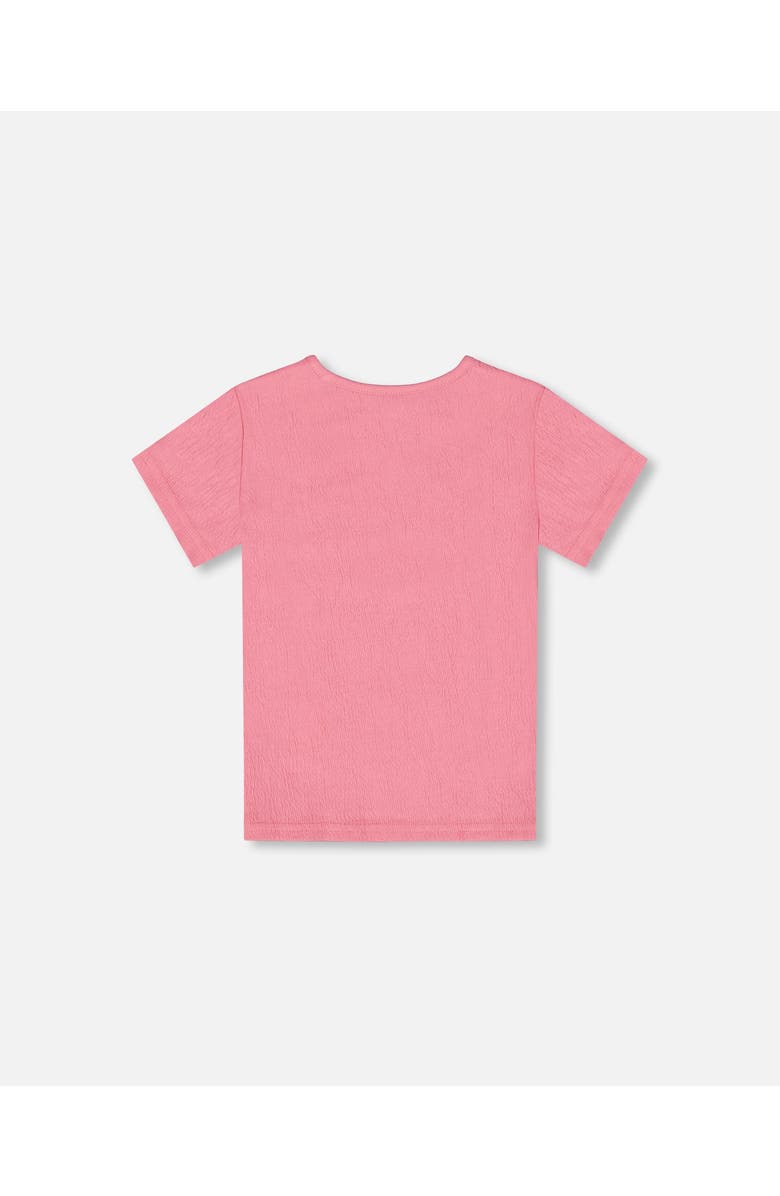 Deux par Deux Baby Girl's Crinkle Short Sleeve Top Candy Pink, Alternate, color, Candy Pink