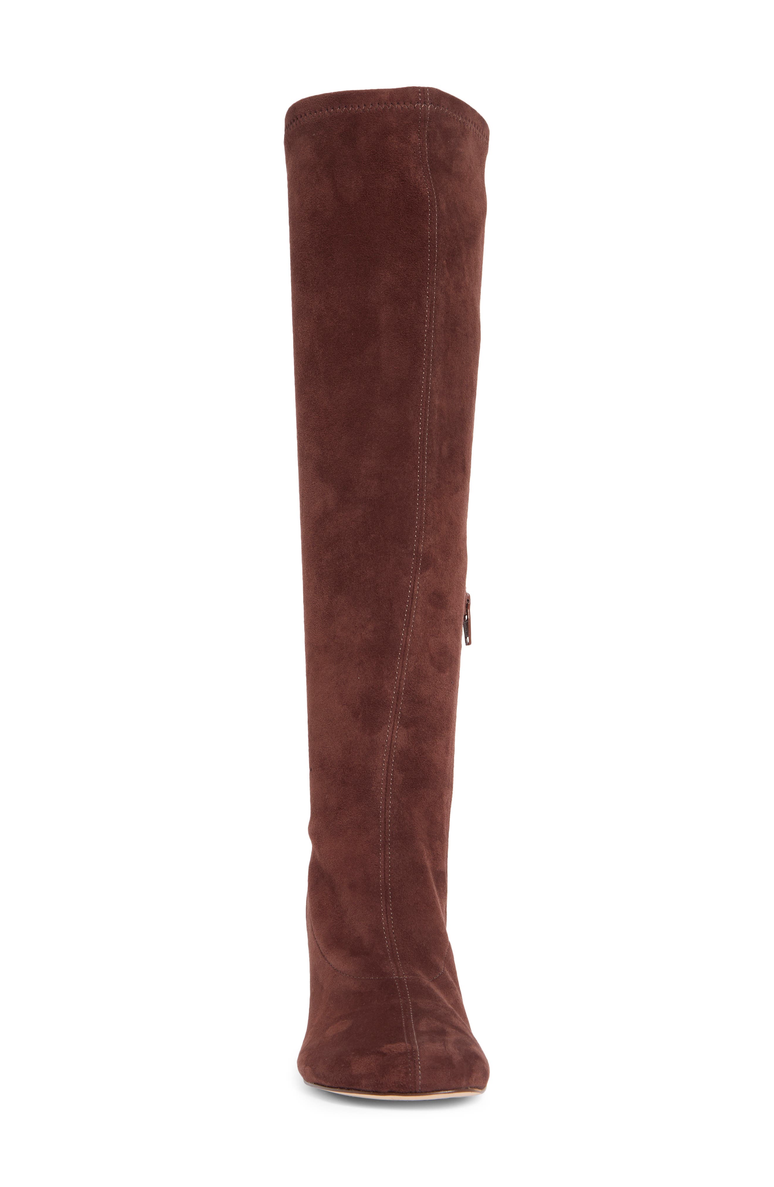 Belinda Stretch Leather Knee High Boot, Alternate, color, OAK STRETCH SUEDE