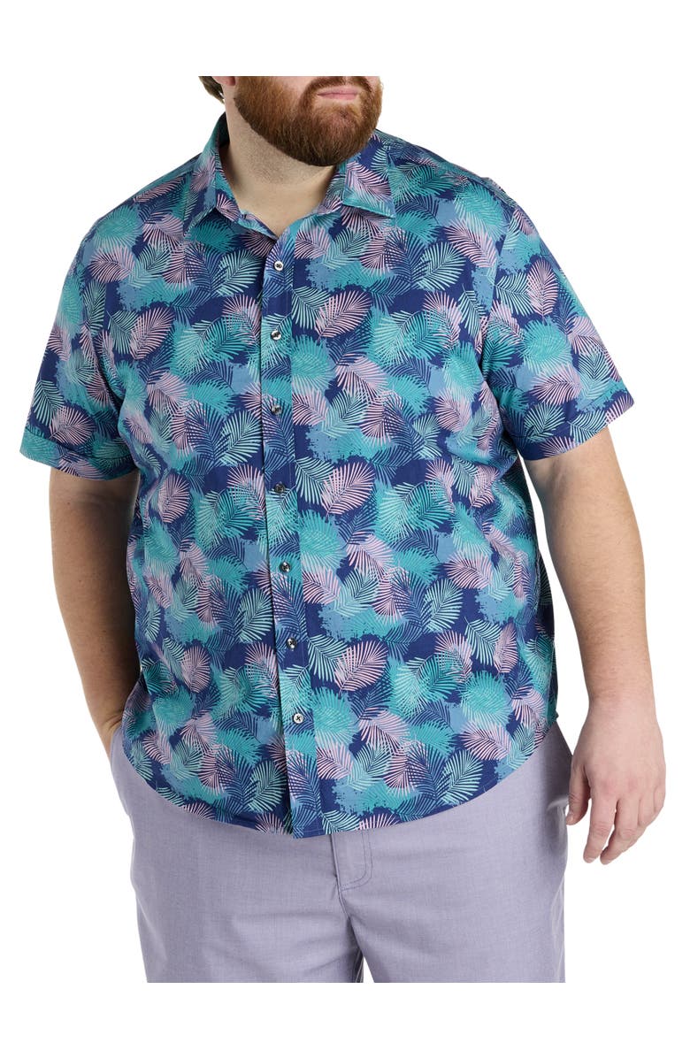 Synrgy by DXL Big & Tall Leaf Print Sport Shirt, Main, color, Multi