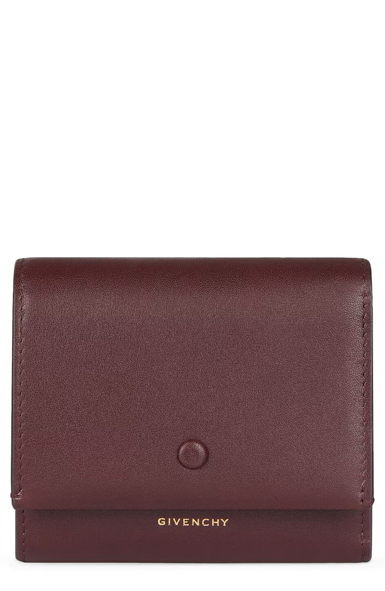 Givenchy Mini Day Leather Trifold Wallet, Main, color, Burgundy