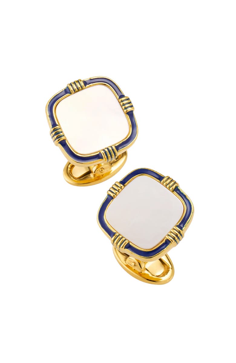 Jan Leslie Square Mother-Of-Pearl 18K Gold Vermeil Cufflinks, Alternate, color, Blue/White
