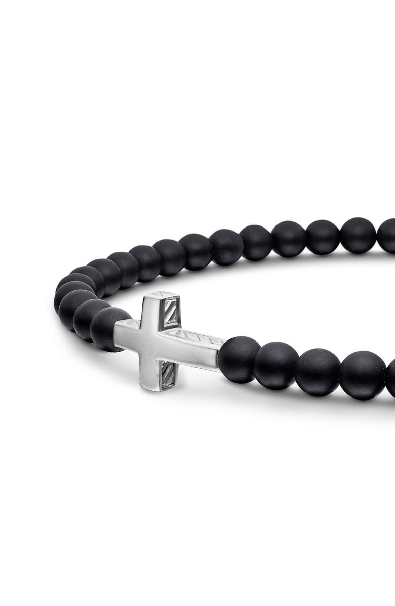 David Yurman Men's Spiritual Beads Cross Beaded Bracelet, Alternate, color, Silver