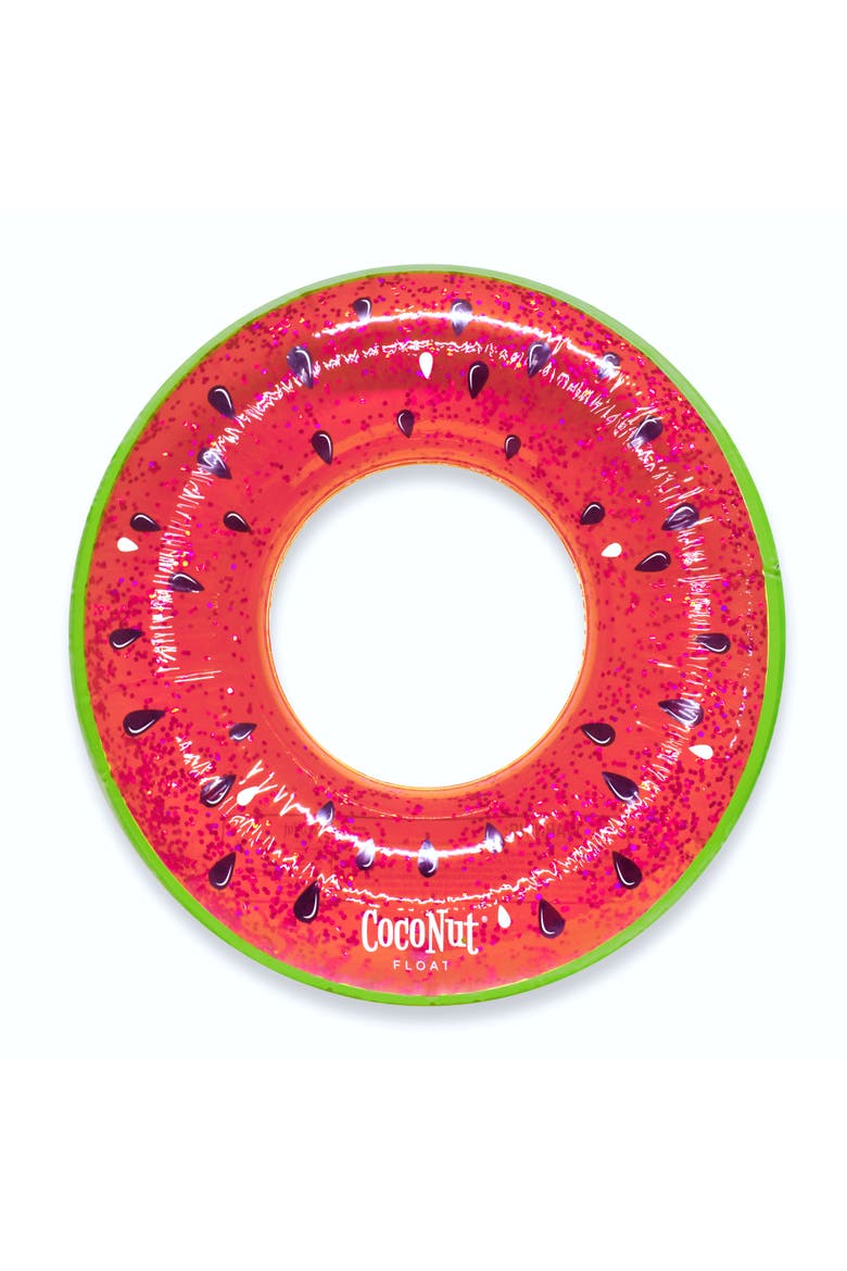 Juicy Watermelon Glitter 42" Pool Float Ring, Inflatable, Antileak, Durable, Main, color, Pink