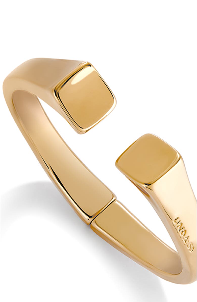 UNODE50 Rigid 18K Gold-Plated Bracelet Smooth Finish And Square Shape, Alternate, color, Metallic Gold