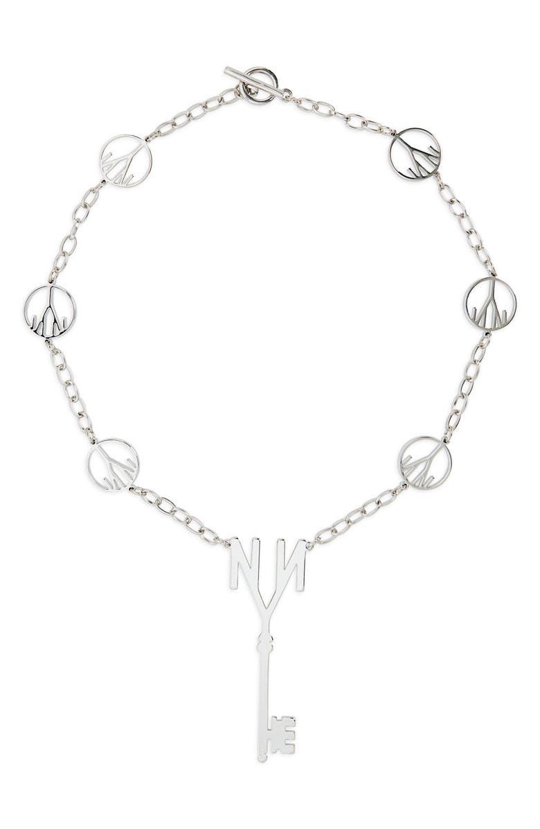 NOMA Peace Noir Station Key Pendant Necklace, Main, color, Silver