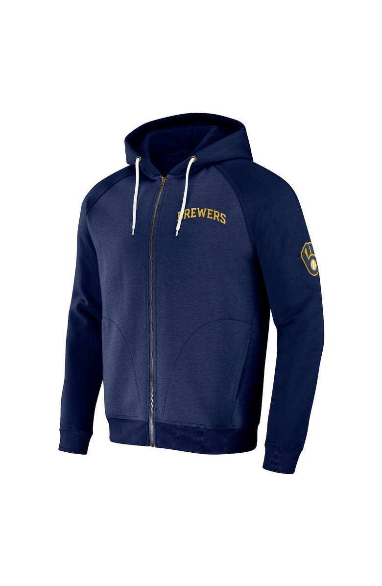 Darius Rucker Collection by Fanatics Men's Darius Rucker Collection by Fanatics  Navy Milwaukee Brewers Raglan Full-Zip Hoodie, Alternate, color, Navy