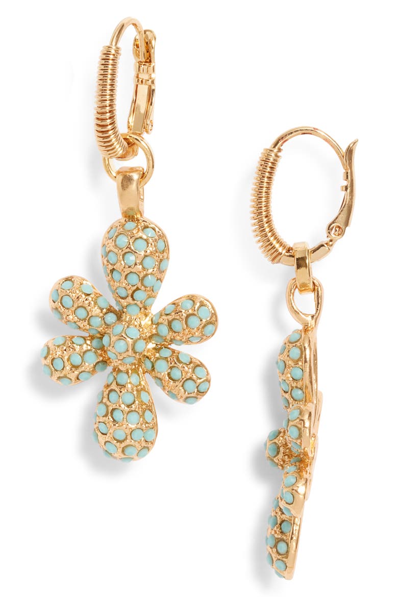 Tao Flower Drop Earrings, Main, color, GREEN