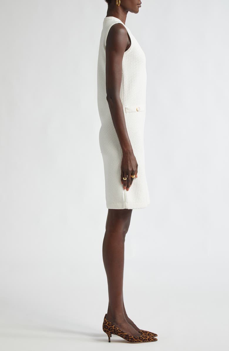 ST. JOHN Mixed Texture Sleeveless Knit Shift Dress, Alternate, color, Pearl