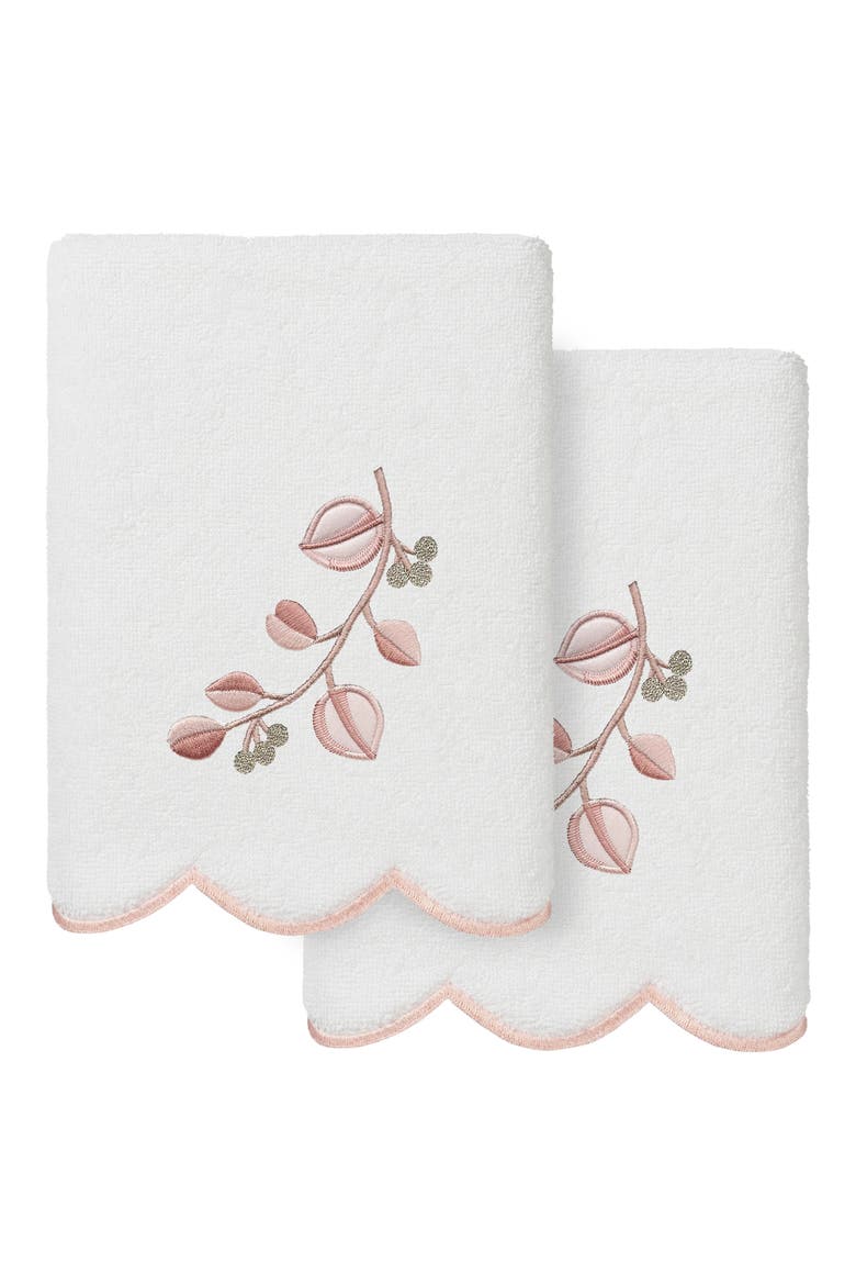 2-Piece Wild Branch Turkish Cotton Hand Towel Set, Main, color, WHITE/ PINK