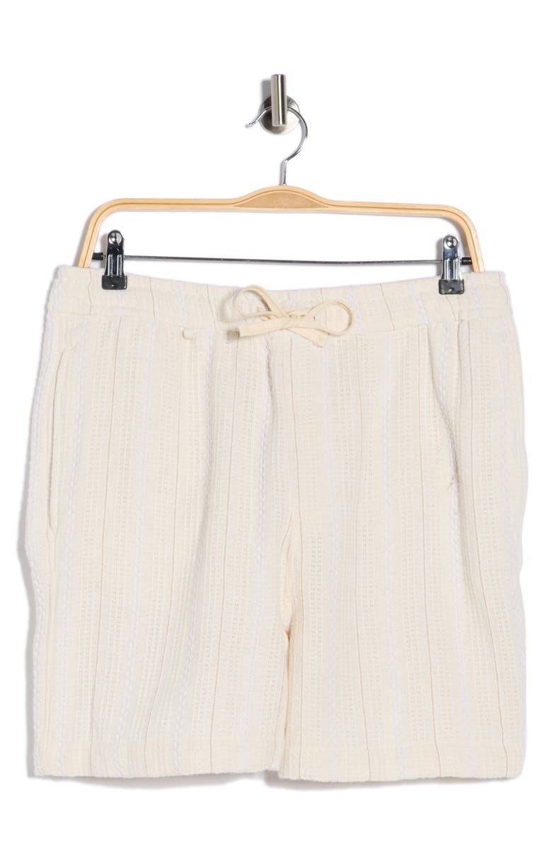 DENIM AND FLOWER Textured Vertical Stripe Shorts, Alternate, color, Cream