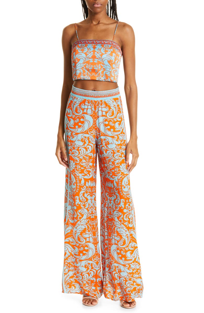 Alice + Olivia Athena Tapestry Print Wide Leg Pants, Alternate, color, 