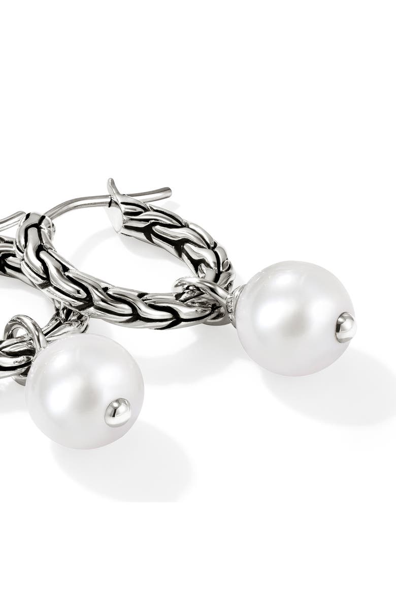 John Hardy JH Essentials Pearl Hoop Earrings, Sterling Silver, 16mm, Alternate, color, Silver