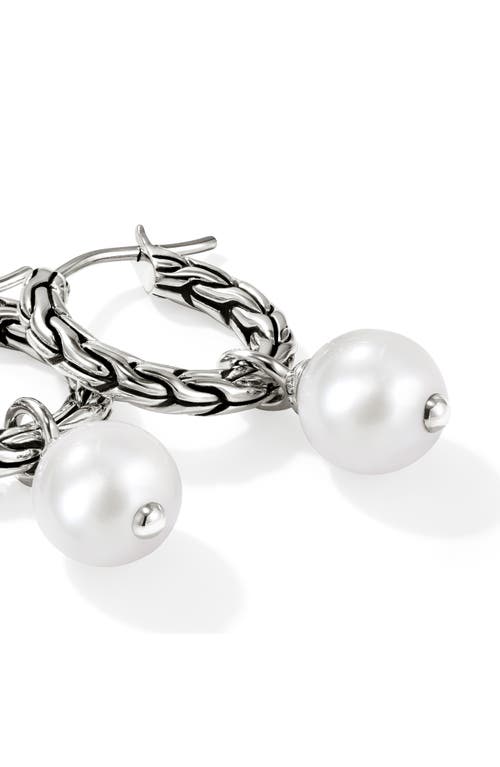 John Hardy Sterling Silver Jh Essentials Freshwater Pearl Hoop Earrings In Metallic