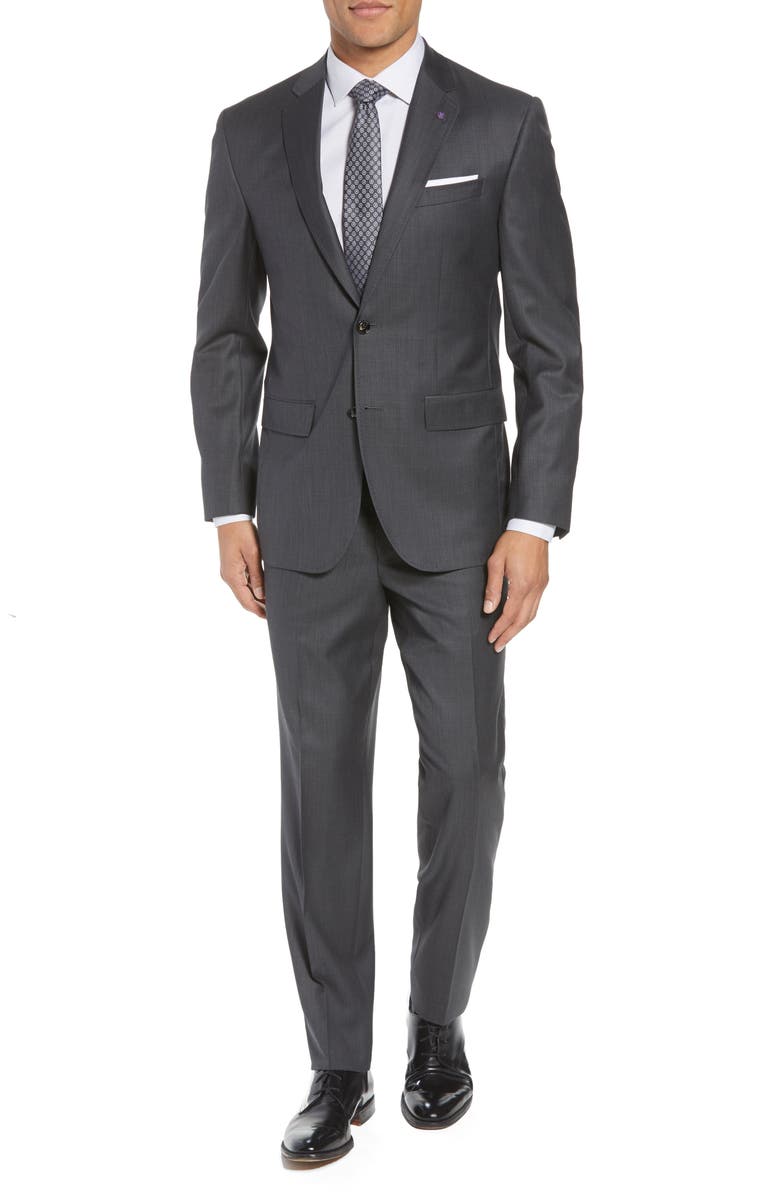 Ted Baker London Jay Trim Fit Solid Wool Suit, Main, color, 