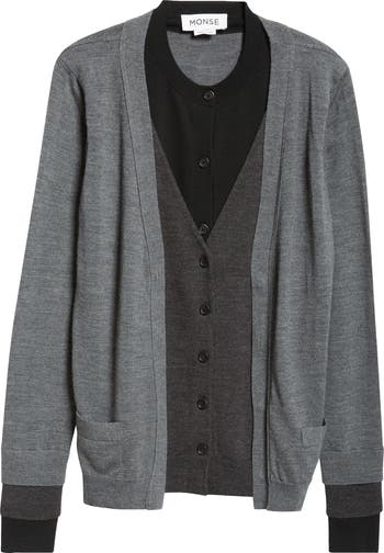 MONSE Trompe l'Oeil Triple Layer Cardigan | Nordstrom
