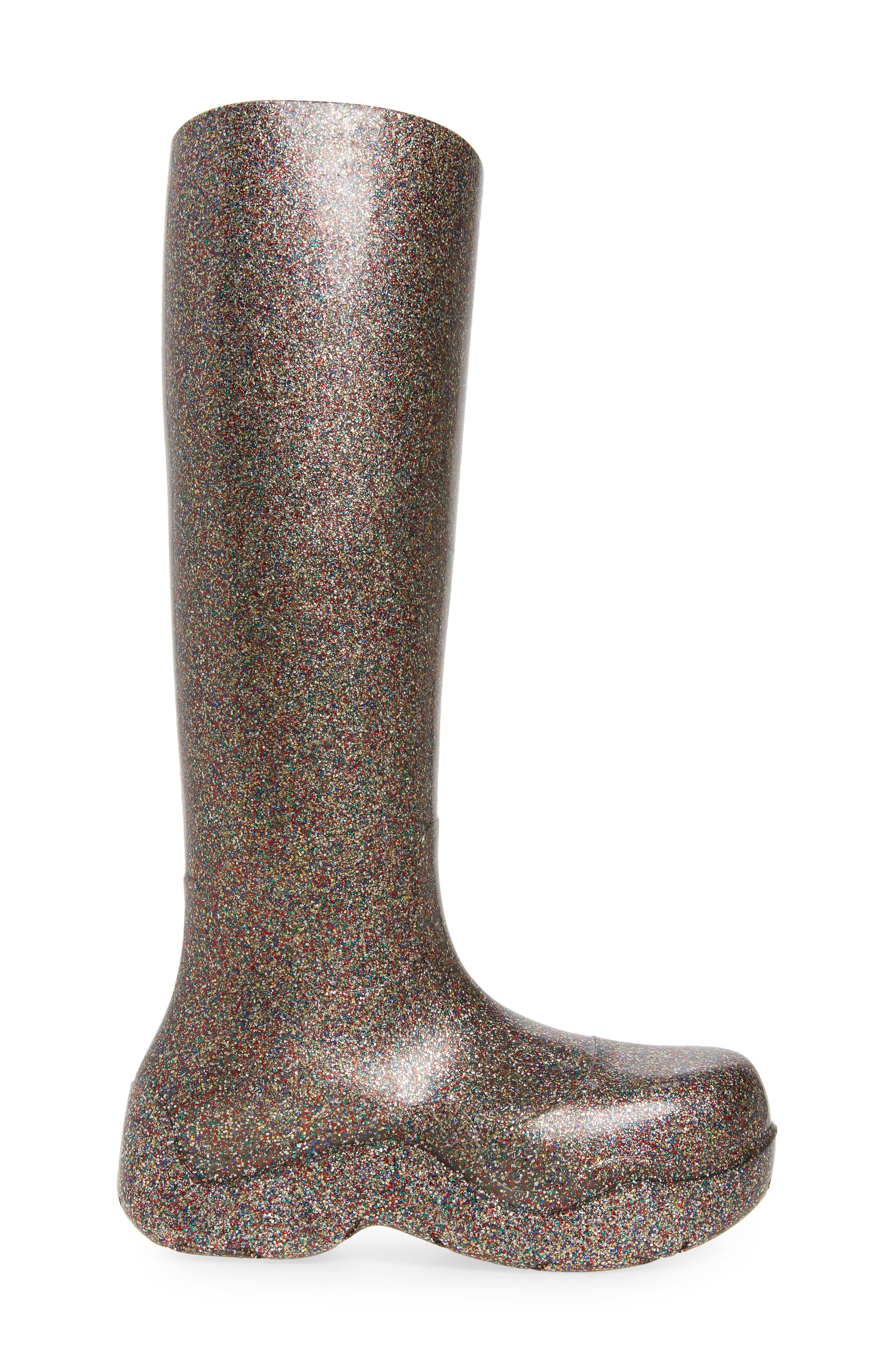 Bottega Veneta Puddle Glitter Waterproof Tall Rain Boot, Alternate, color, 