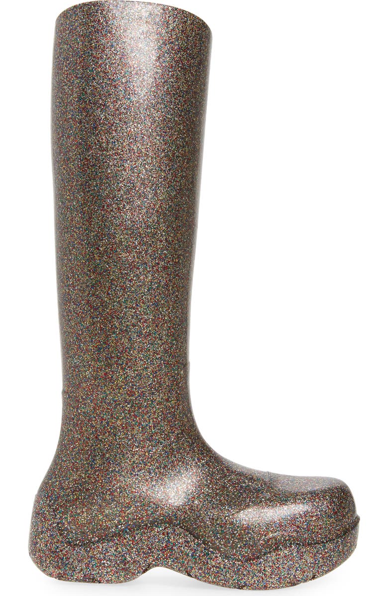 Bottega Veneta Puddle Glitter Waterproof Tall Rain Boot, Alternate, color,