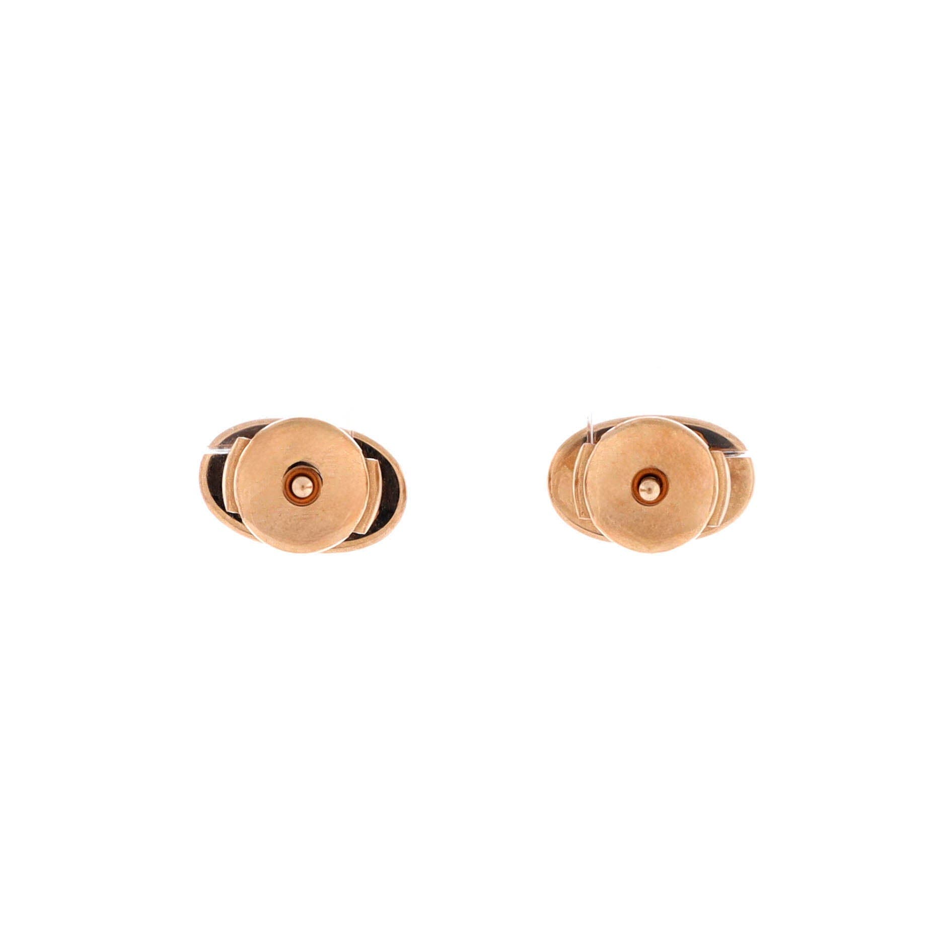 Pre-Owned Hermes Chaine d'Ancre Contour Stud Earrings 18K Rose Gold and Diamonds, Alternate, color, Rose Gold