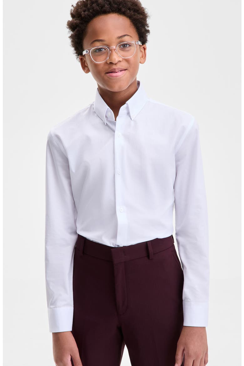 Kids' Long Sleeve Dress Shirt, Alternate, color, WHITE