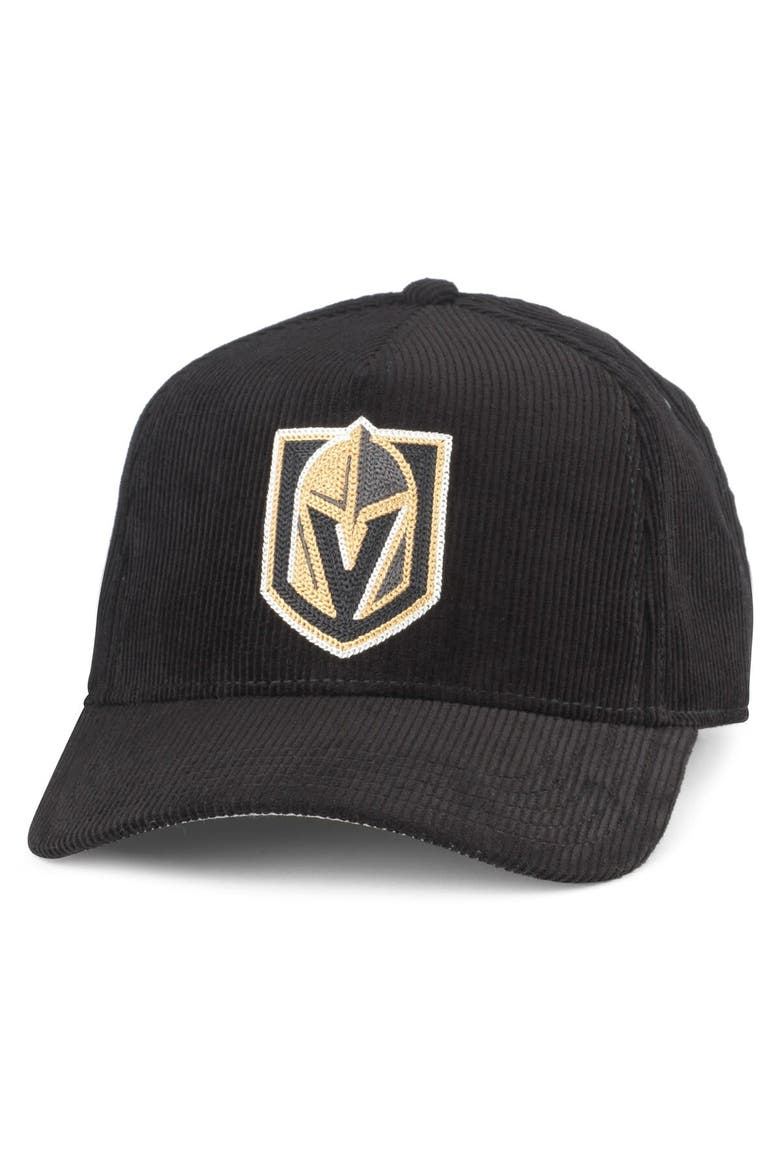 Men's American Needle Black Vegas Golden Knights Corduroy Chain Stitch Adjustable Hat, Main, color, Black