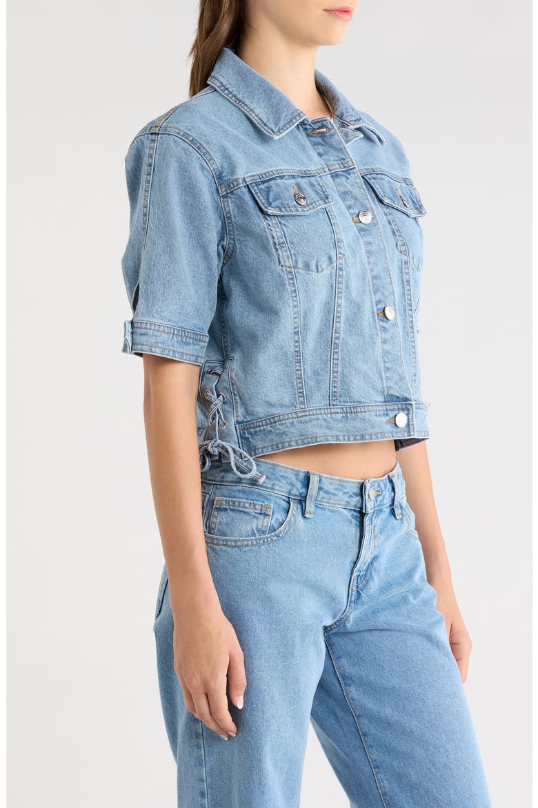 Blu Short Sleeve Denim Jacket, Alternate, color, INDIGO BLUE