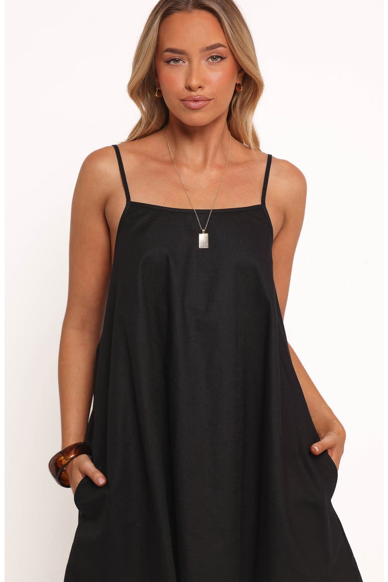 Silvia Cotton & Linen A-Line Dress, Alternate, color, BLACK