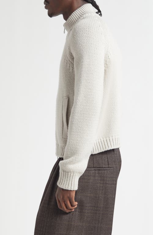 Our Legacy Bone White Extrafine Merino Wool Ultra Zip Cardigan In Gray