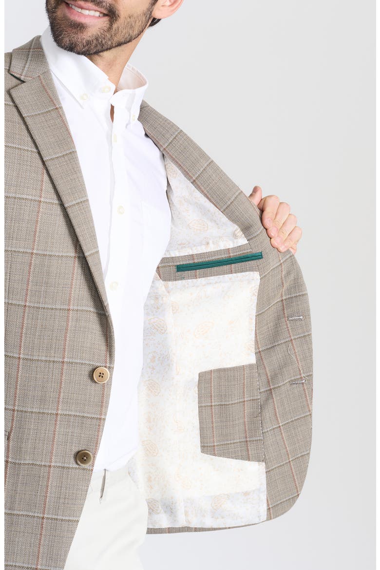 Tan Windowpane Check Wool Blend Blazer, Alternate, color, TAN
