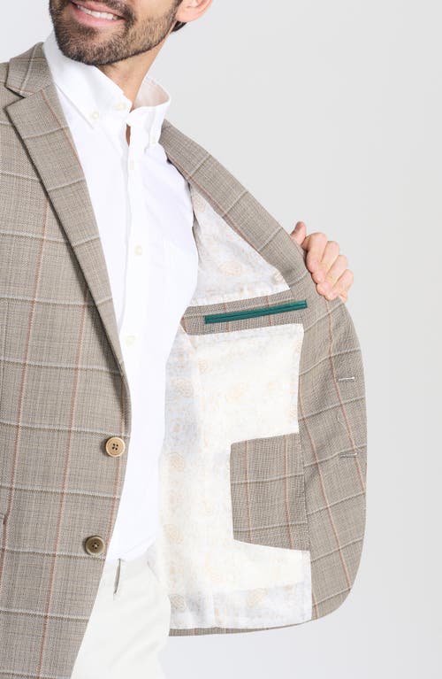 Cricketeer Tan Windowpane Check Wool Blend Blazer In Tan