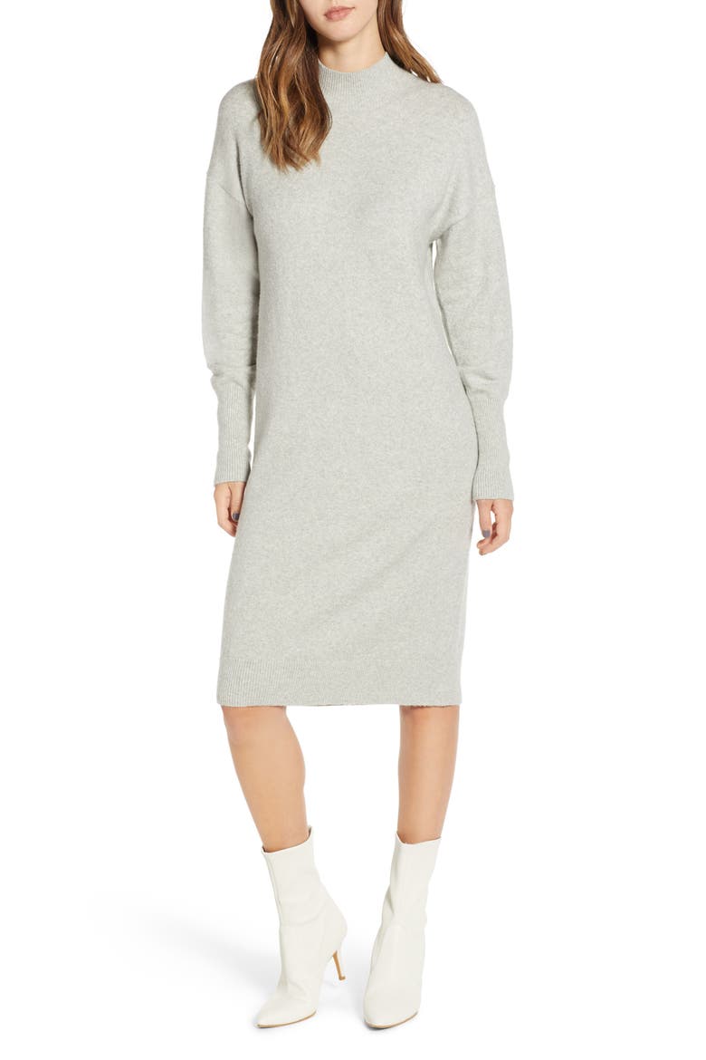 Mock Neck Sweater Dress, Main, color, GREY PEARL HEATHER