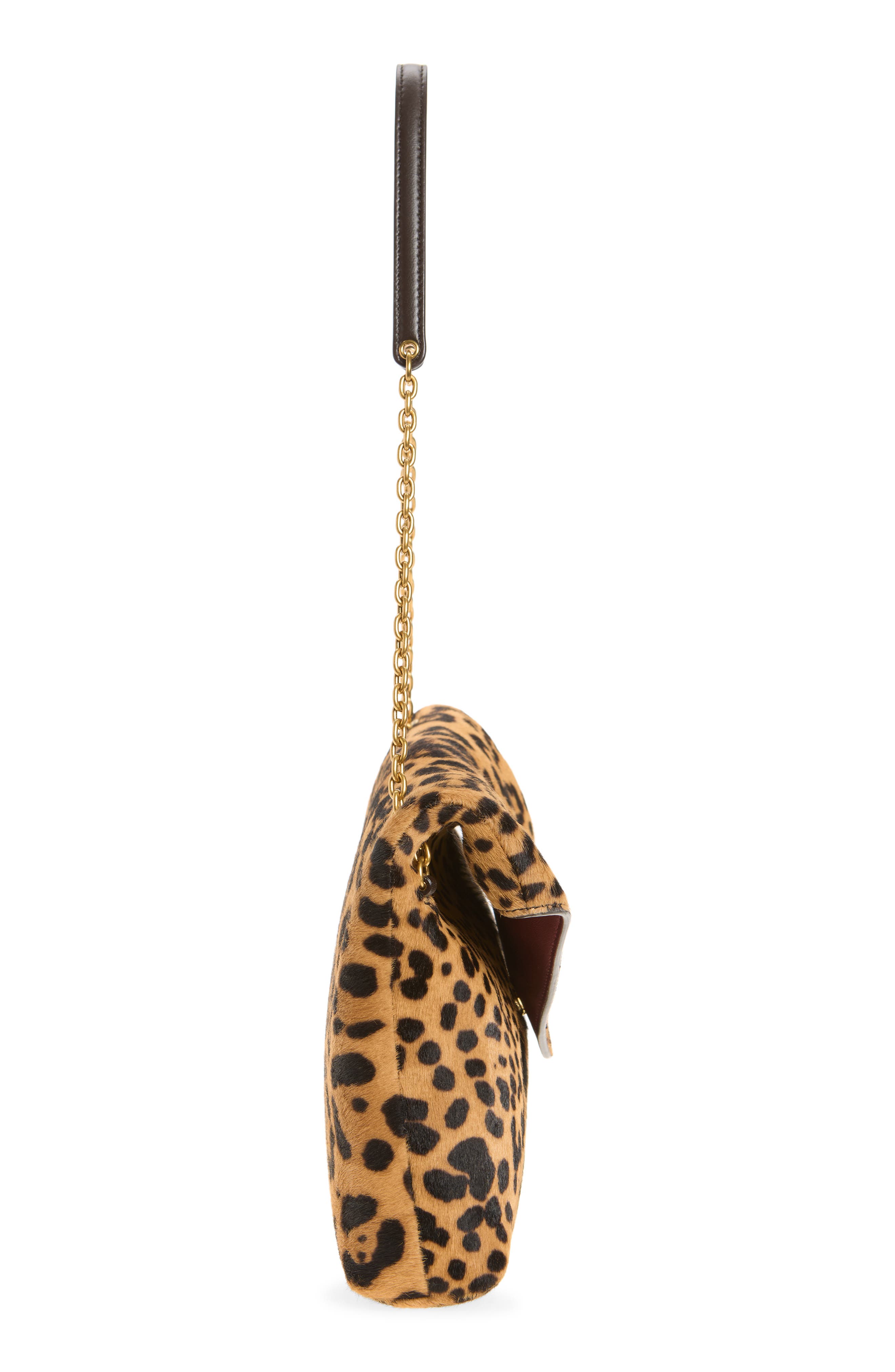 Genuine Calf Hair Envelope on a Chain, Alternate, color, BROWN/ NOIR
