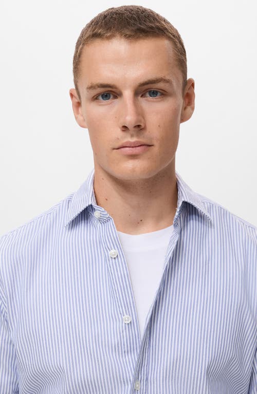 Mango Stripe Cotton Button-up Oxford Shirt In Blue