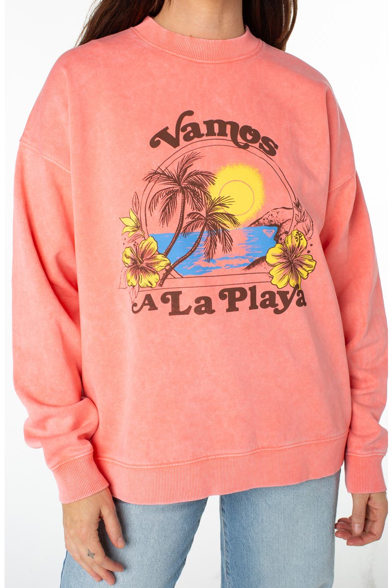 Line-Up Playa Oversize Graphic Sweatshirt, Alternate, color, SUGAR CORAL SOLID