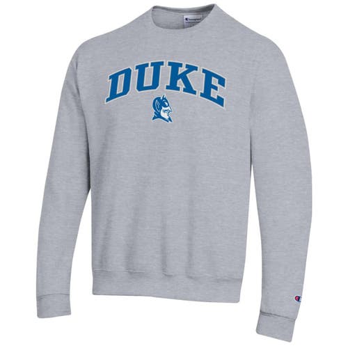 Champion Heather Gray Duke Blue Devils Arch Over Logo Pullover Sweatshirt